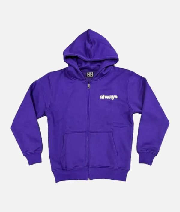ADWYSD ALWAYS UP ZIP UP HOODIE PURPLE