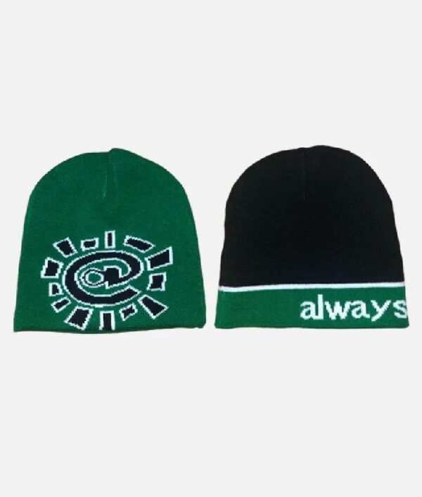 Adwysd Reversible No Cuff Green Beanie